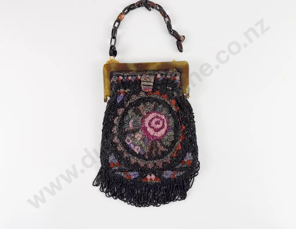 Early C20th Art Deco All Bead Embroidered Evening Purse Image 1++