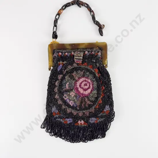 Early C20th Art Deco All Bead Embroidered Evening Purse