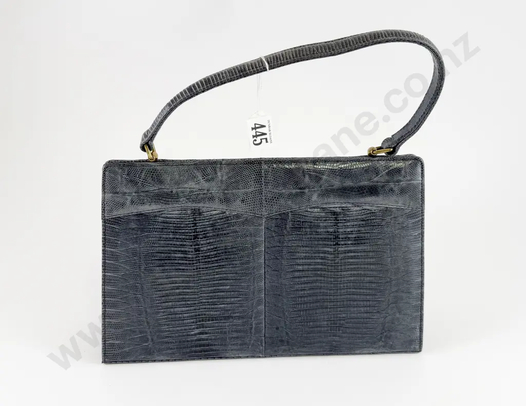 Mid C20th Dyed Blue Lizard Handbag Image 1++