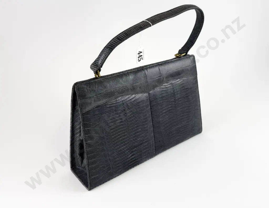 Mid C20th Dyed Blue Lizard Handbag Image 1++