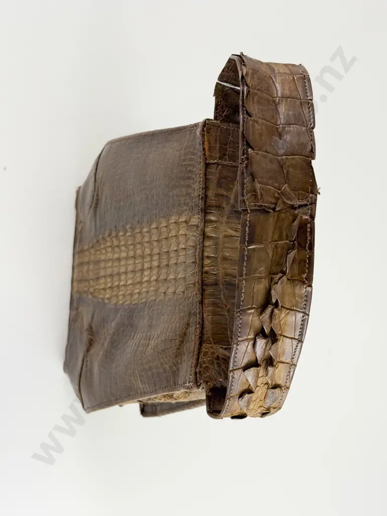 Early C20th Art Deco Crocodile Skin Handbag Image 1++