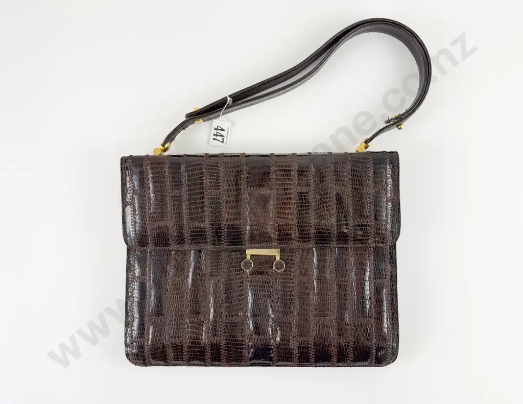 J Perez Leather and Lizard Handbag Image 1++
