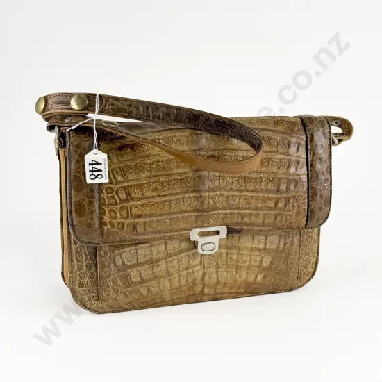 Mid C20th Crocodile Skin Shoulder Handbag