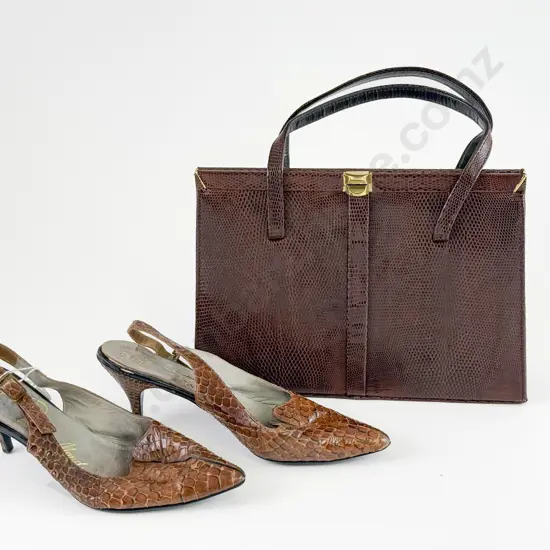 Mid C20th Jane Shilton Made in England Crocodile Skin Handbag