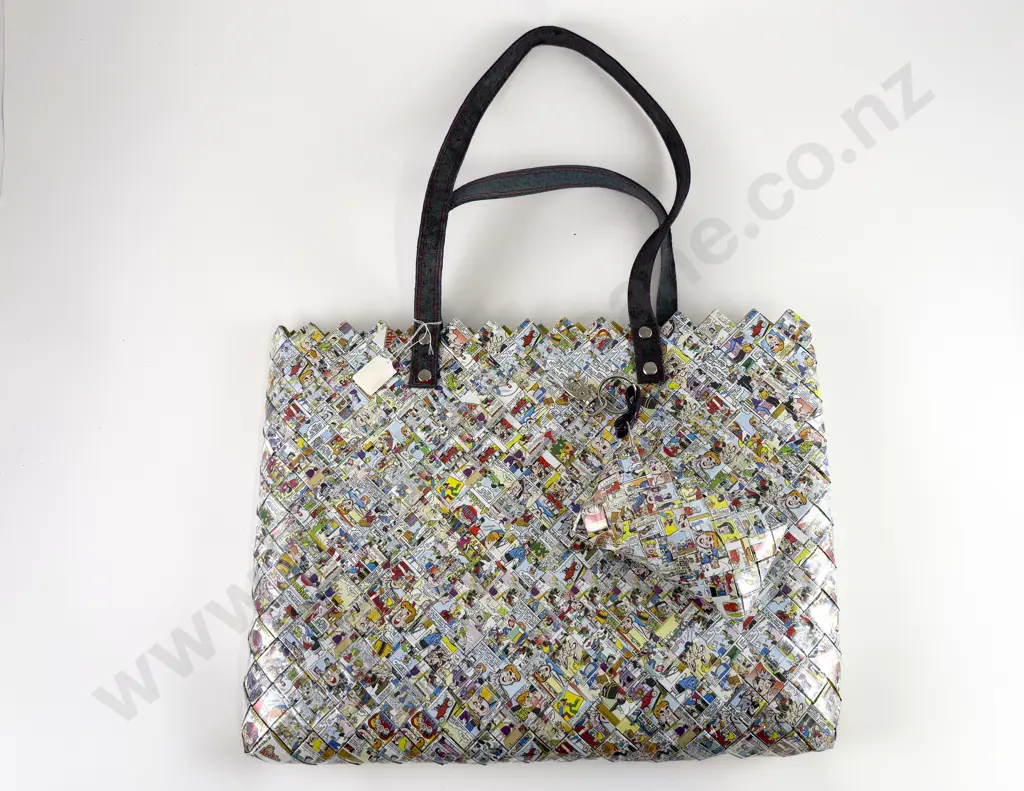 Modern Novelty Nahui Ollin Comic Strip Woven Shopping Bag Image 1++