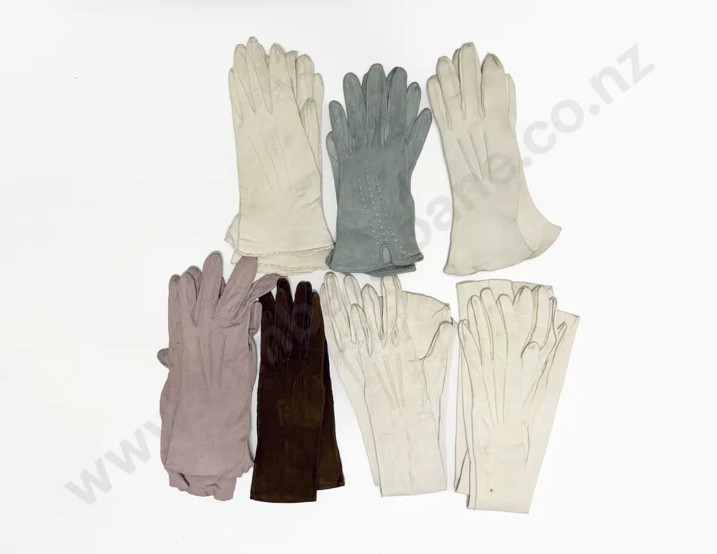 Seven Pairs Leather Kid and Cloth Evening and Day Wear Gloves Image 1++