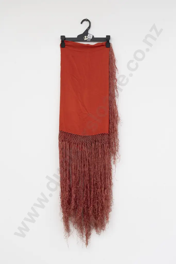 Plain Orange Silk Tasselled Shawl Image 1++