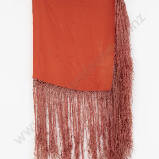 Plain Orange Silk Tasselled Shawl