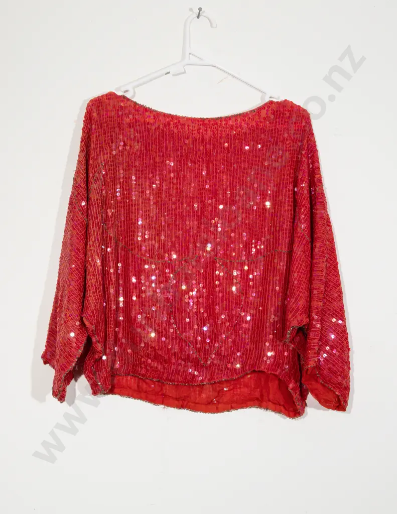 Late 1960's Hand Beaded and Sequin Evening Top Image 1++