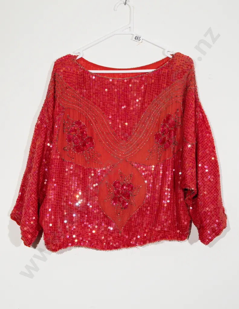 Late 1960's Hand Beaded and Sequin Evening Top Image 1++