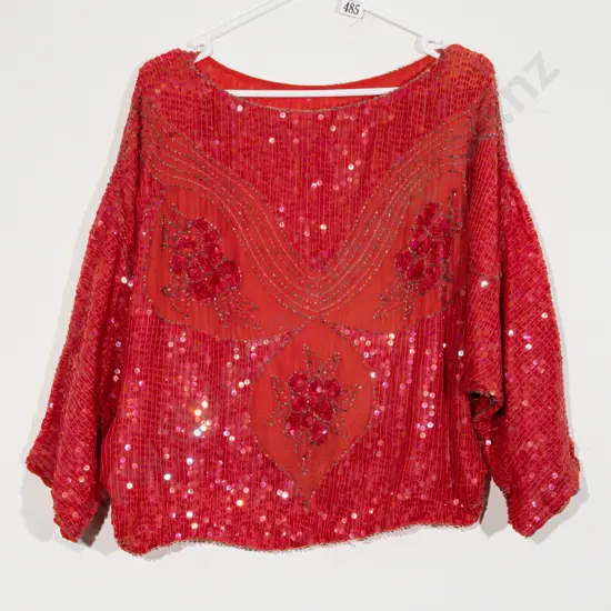 Late 1960's Hand Beaded and Sequin Evening Top