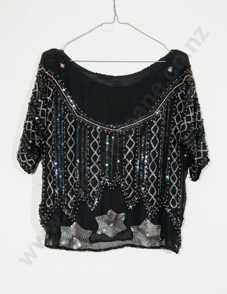 C1940s Hand Beaded and Sequin Evening Top Image 1++