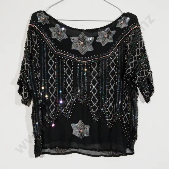 C1940s Hand Beaded and Sequin Evening Top