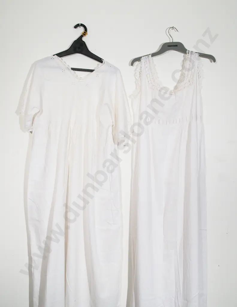 Two Early C20th Cotton Full Length Night Gowns Image 1++