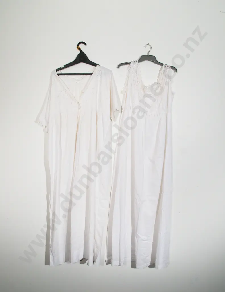 Two Early C20th Cotton Full Length Night Gowns Image 1++