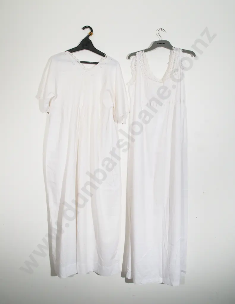 Two Early C20th Cotton Full Length Night Gowns Image 1++