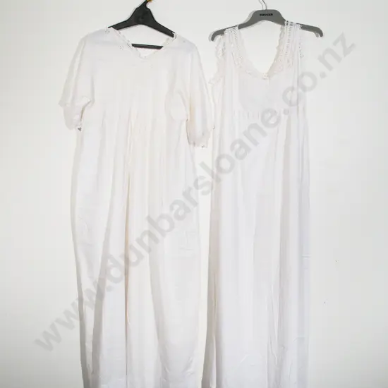 Two Early C20th Cotton Full Length Night Gowns