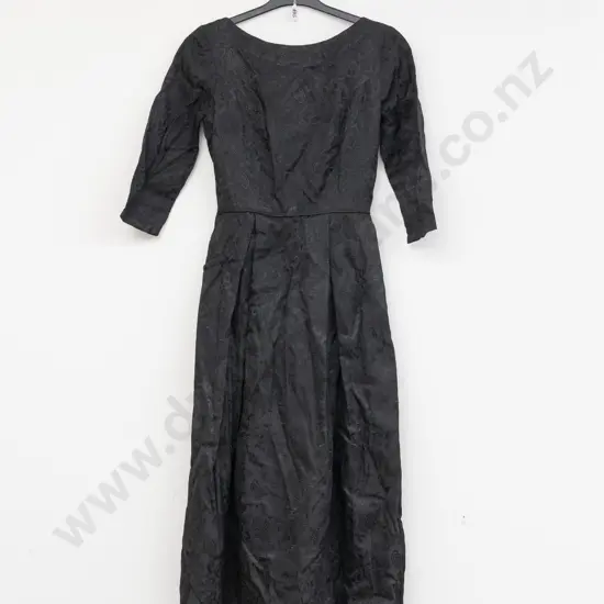 C1940s Sculptured Black Evening Gown