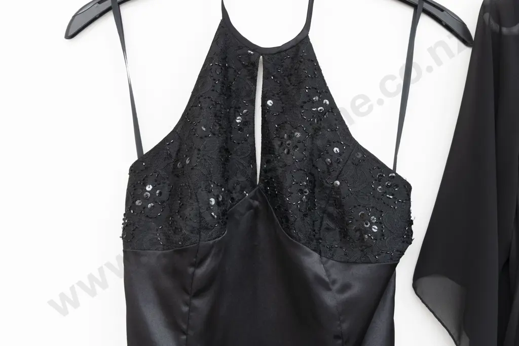 C1980s Charlotte Halton Black Beaded Evening Dress and Top Image 1++