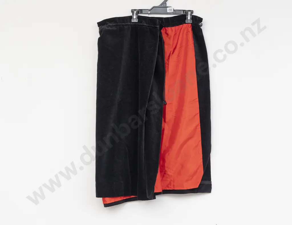 Vintage Black Velvet Red Satin Lined Cape Image 1++