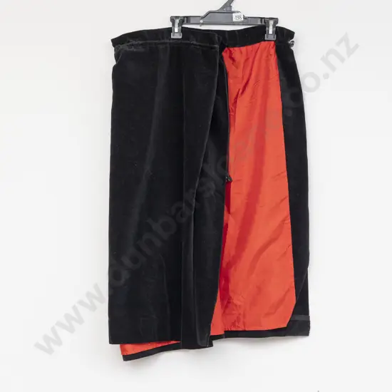 Vintage Black Velvet Red Satin Lined Cape