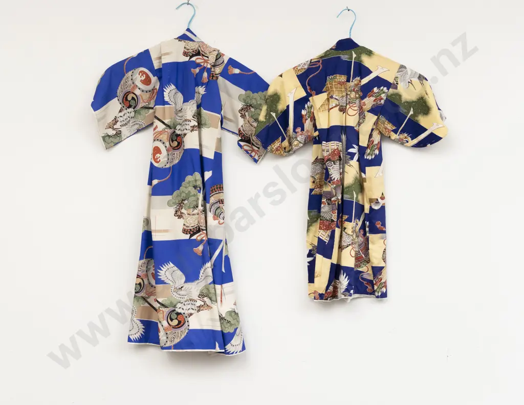 Two Post WWWII Japanese Childs Kimonos Image 1++