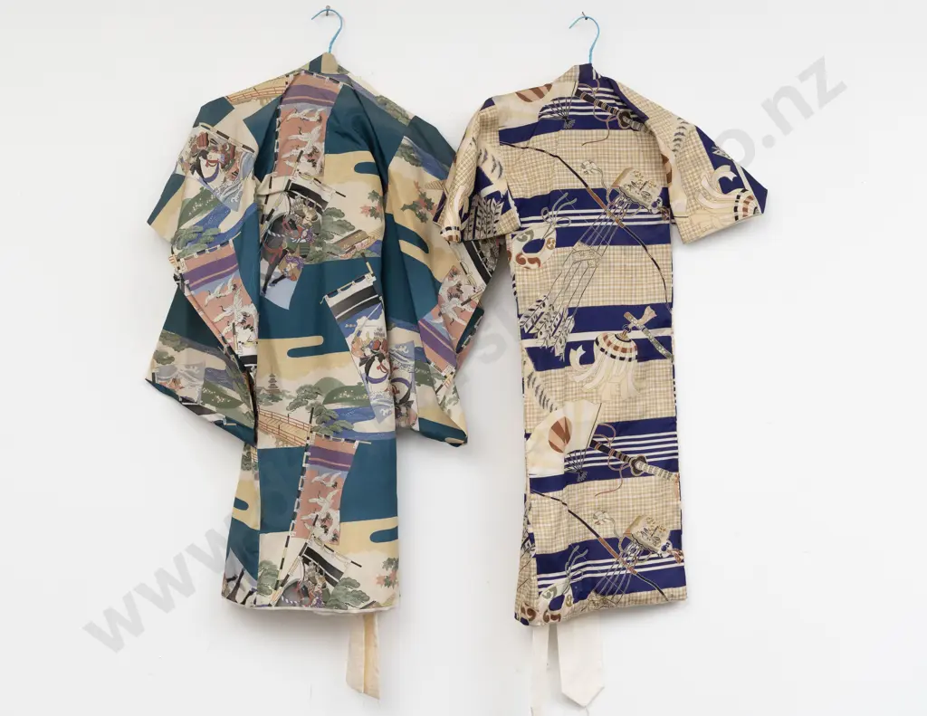 Two Post WWWII Japanese Childs Kimonos Image 1++