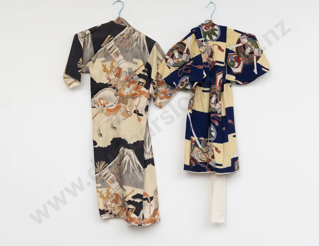 Two Post WWWII Japanese Childs Kimonos Image 1++