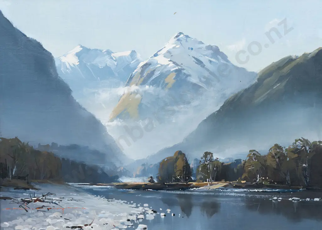 Colin C Wynn - Rising Mist - Victoria Range from Upper Inangahua River - North Westland Image 1++