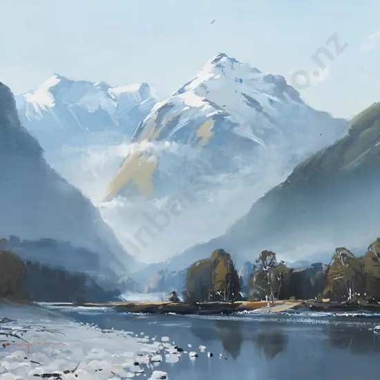 Colin C Wynn - Rising Mist - Victoria Range from Upper Inangahua River - North Westland