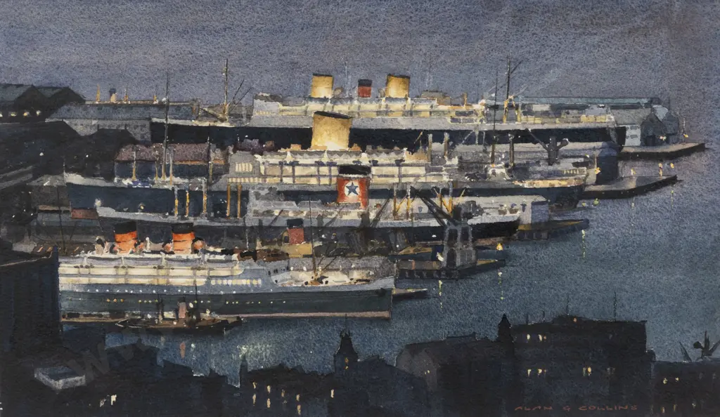 Alan G Collins - Wellington Wharves - July 1951 - Year of the Waterfront Strike Image 1++