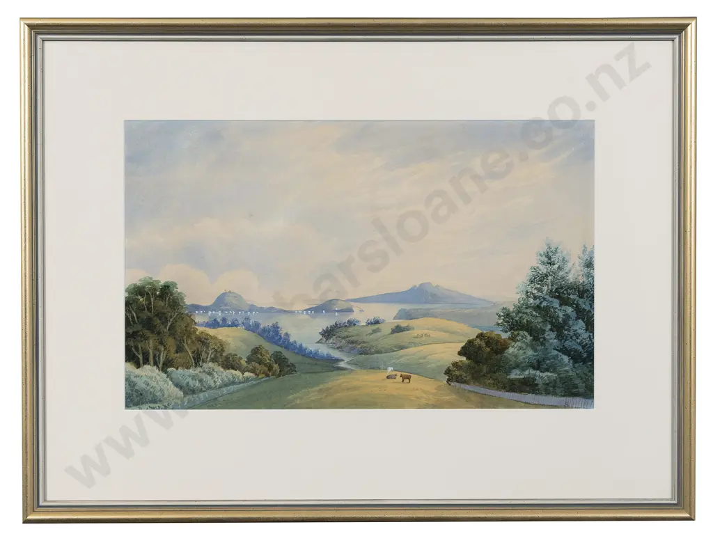 John Barr Clarke Hoyte - View of Auckland Looking towards Rangitoto Image 1++