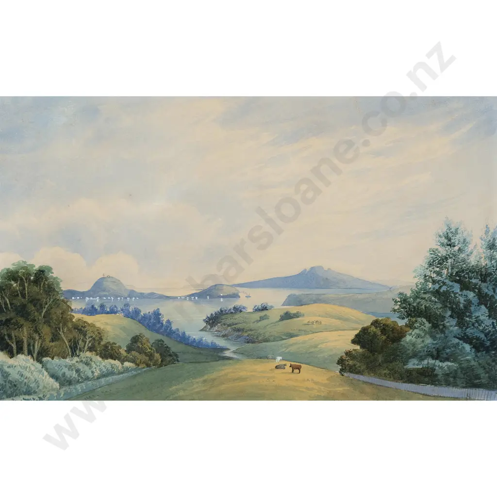 John Barr Clarke Hoyte - View of Auckland Looking towards Rangitoto Image 1++