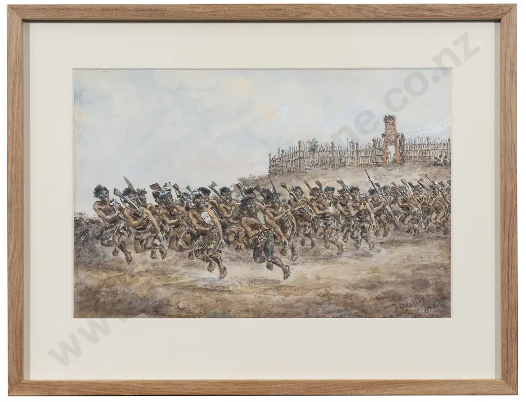 Horatio Gordon Robley - Te Arawa Peruperu at Maketu Pā Image 1++