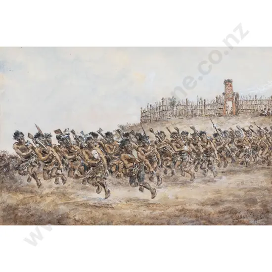 Horatio Gordon Robley - Te Arawa Peruperu at Maketu Pā