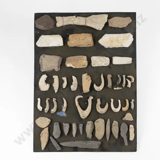 Forty-Six Assorted Stone & Bone Flakes - Points - Barbs & Fishhooks