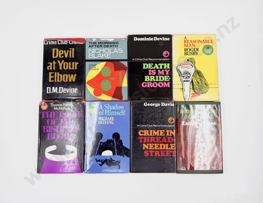 Eight Assorted Collins Crime Club Hardback Novels Image 1++
