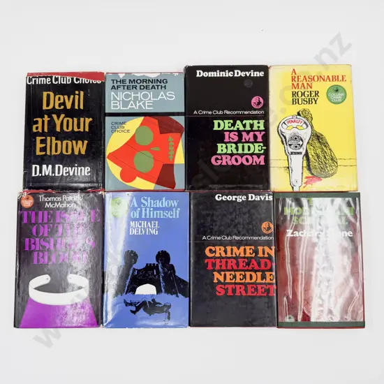 Eight Assorted Collins Crime Club Hardback Novels