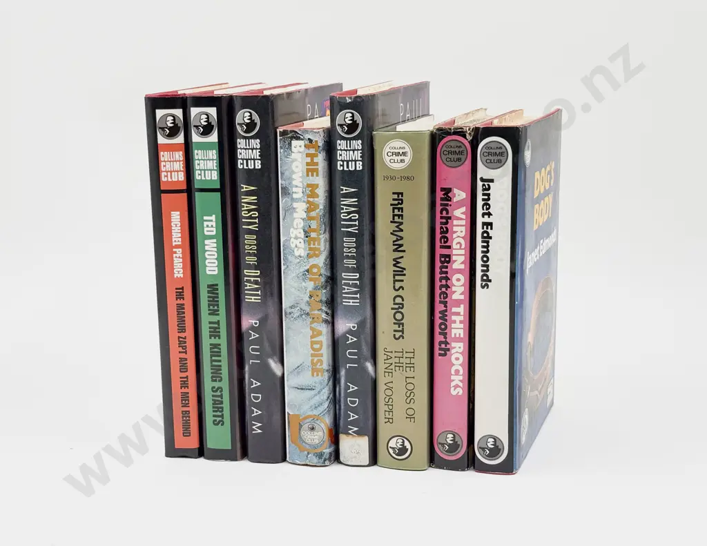 Eight Assorted Collins Crime Club Hardback Novels Image 1++