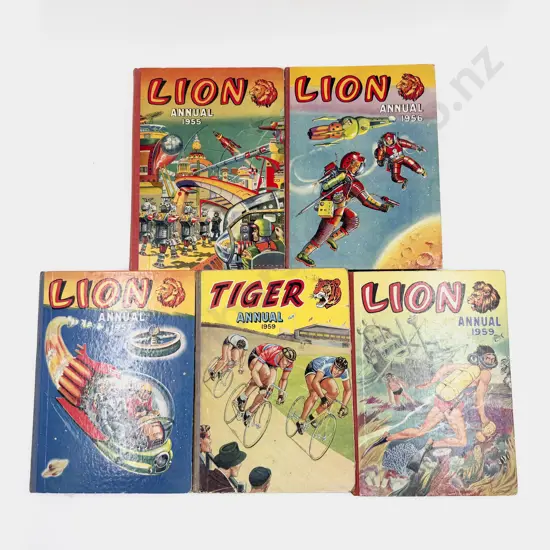 Four Vintage Lion Annuals & One Tiger Annual