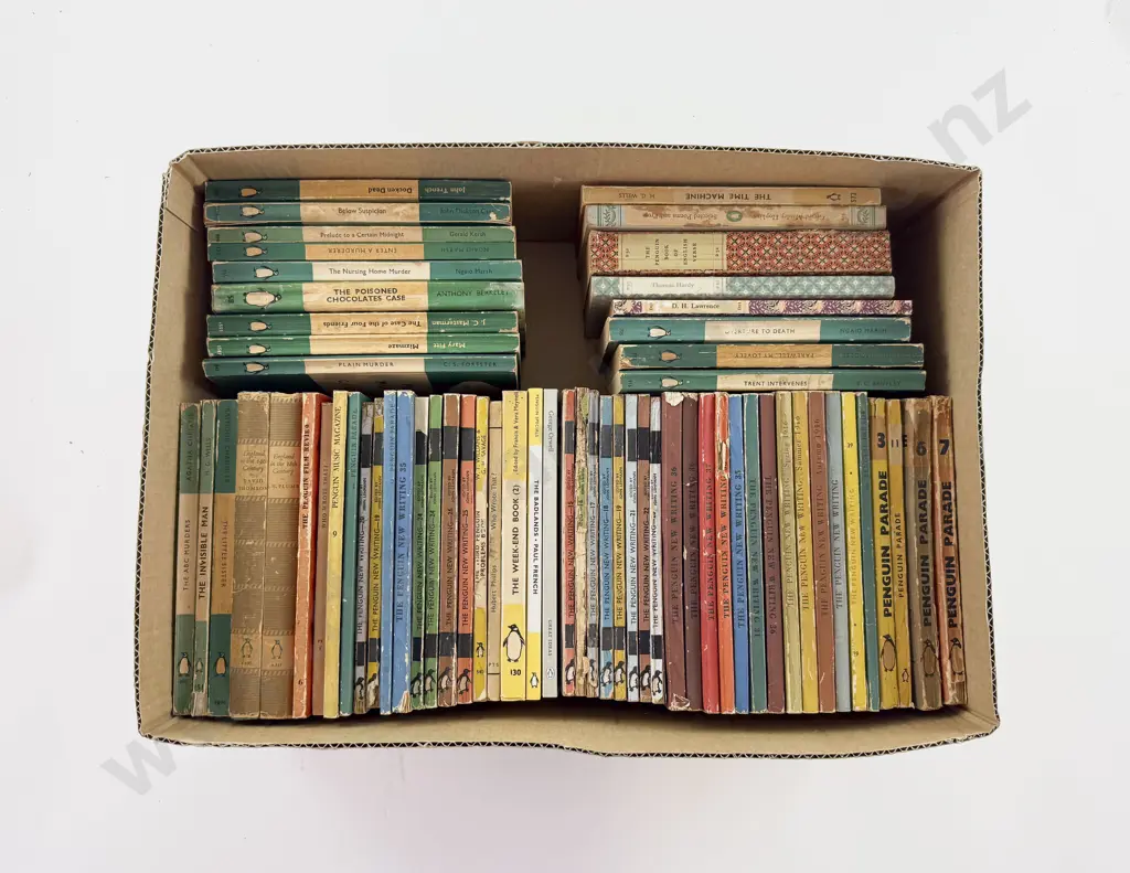 Box of Assorted Vintage Penguin Fiction & Poetry Image 1++