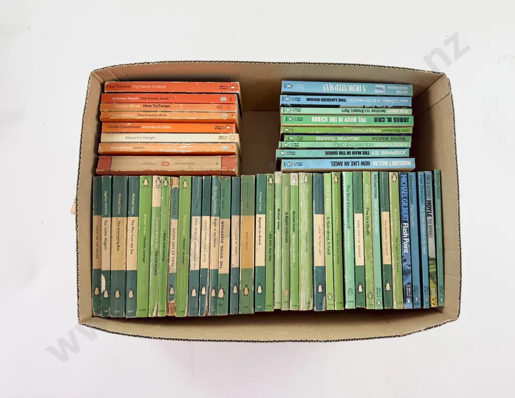Box of Assorted Green Penguin Crime Fiction & Orange Penguin Fiction Image 1++
