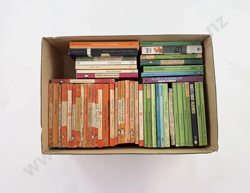 Box of Assorted Green &n Orange Penguin Fiction Etc Image 1++