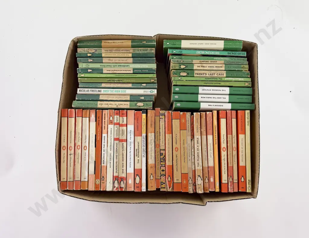 Box of Assorted Green &n Orange Penguin Fiction Etc Image 1++