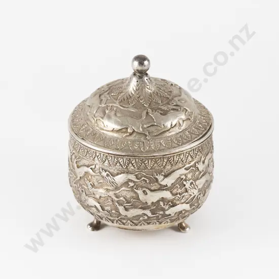 Asian Silver Sugar Bowl & Cover