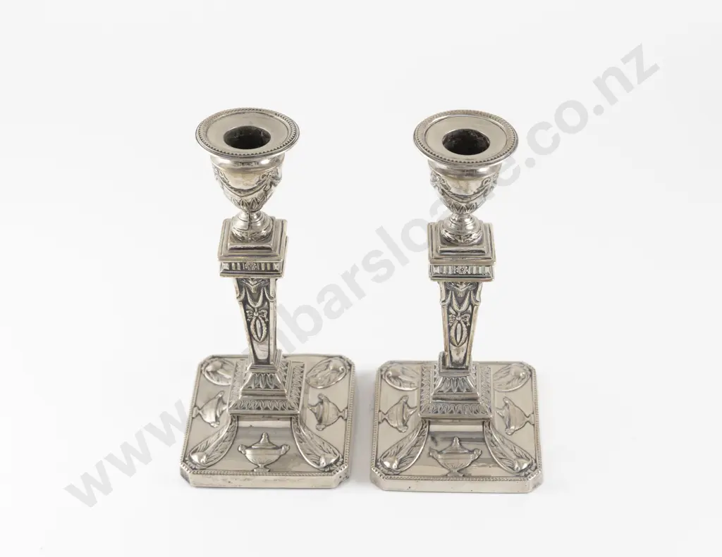 Pair Late Vict S/S Table Candlesticks Image 1++