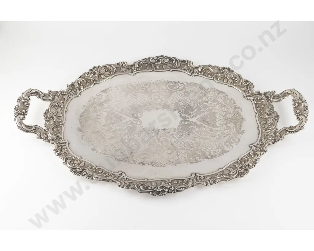 An Attractive S/P Oval Two Handled Drinks Tray Image 1++