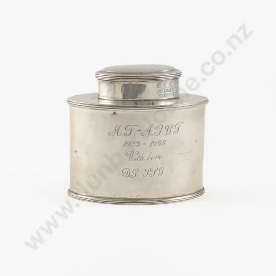 S/S Elliptical Shaped Tea Caddy & Cover