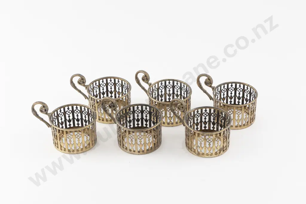 Set Of 6 Geo V S/S Gilt Glass Holders by Walker & Hall Image 1++