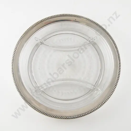 Vintage Watson & Co (USA) S/S & Etched Glass 3 Division Circular Serving Dish